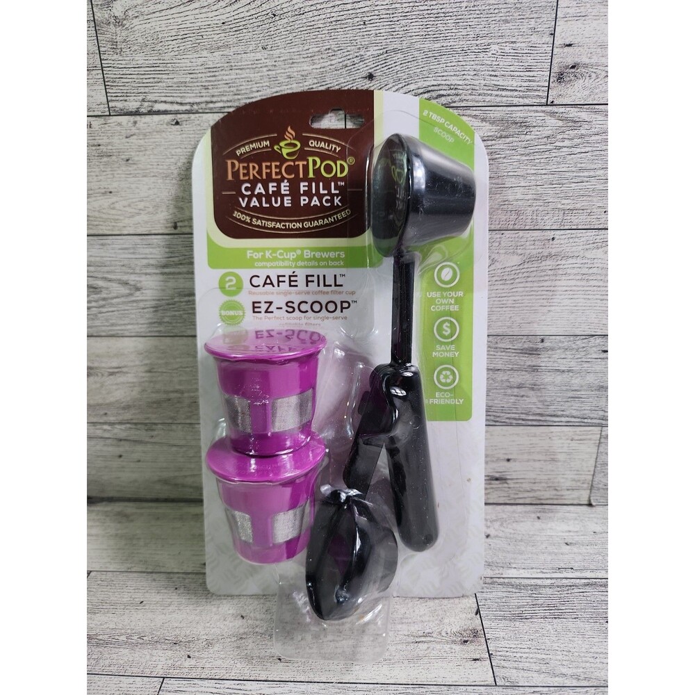 Cafe-Fill Value Pack by Perfect Pod 2 Reusable K-Cup Coffee Filter Coffee Scoop